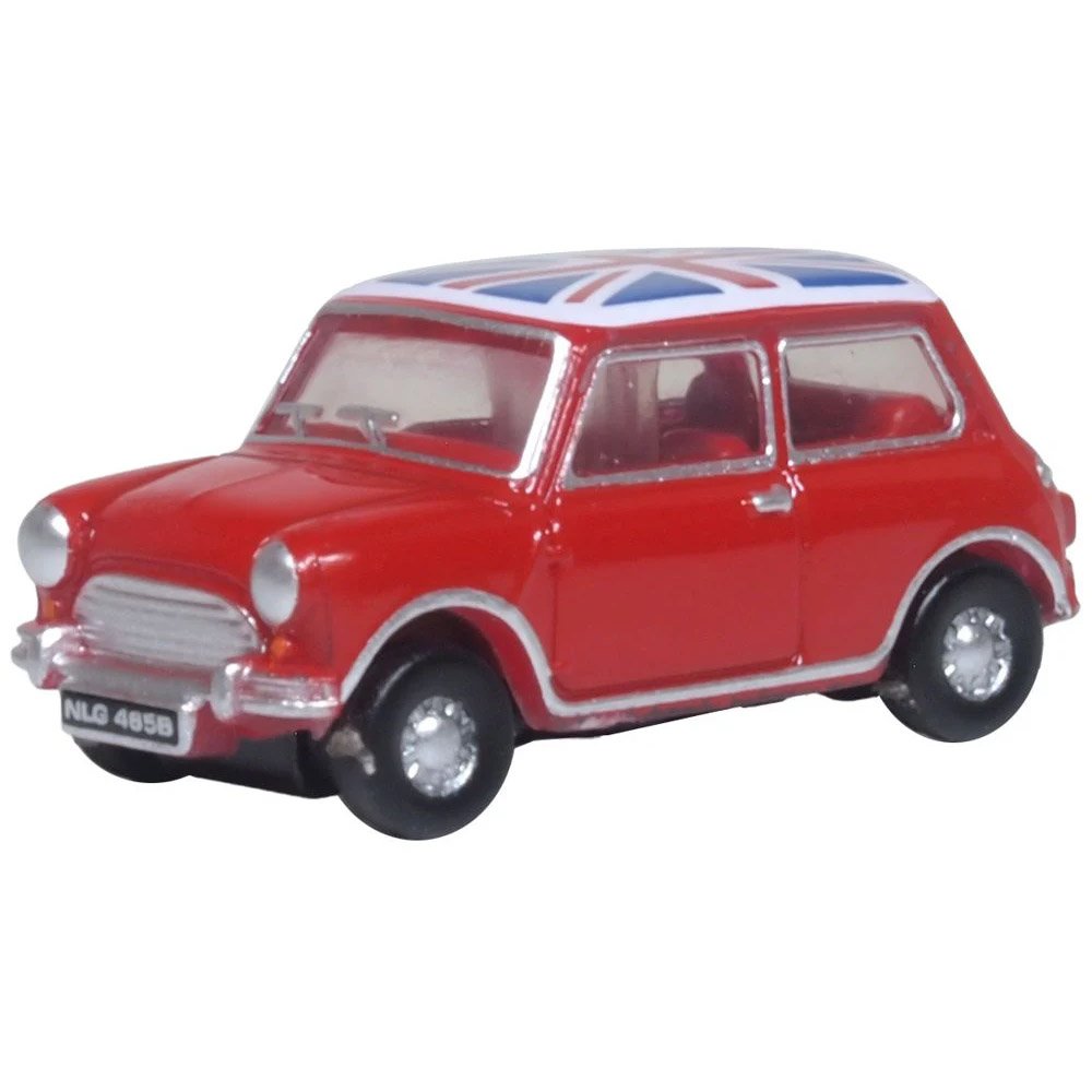 Oxford Leyland Mini - Tartan Red W/Union Jack Roof (1/120 Scale)