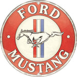 Tin Sign - Ford Mustang 3 Stripes Red (Round)