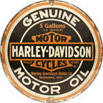 Tin Sign - Harley Davidson Genuine Motor Oil (Round)