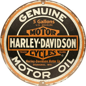Tin Sign - Harley Davidson Genuine Motor Oil (Round)