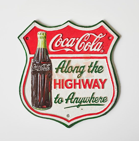 Cast Iron Sign - Coke Highway Shield