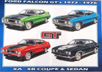 Tin Sign - Ford Falcon GT's 72-76 XA-XB Coupe & Sedan