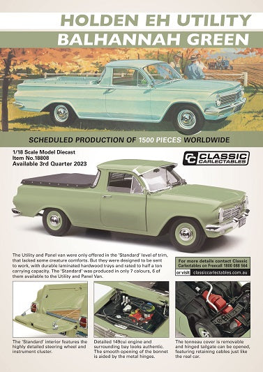 Classic Carlectables 1:18 Holden EH Utility Balhannah Green