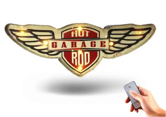 Metal LED Sign - Hot Rod Garage