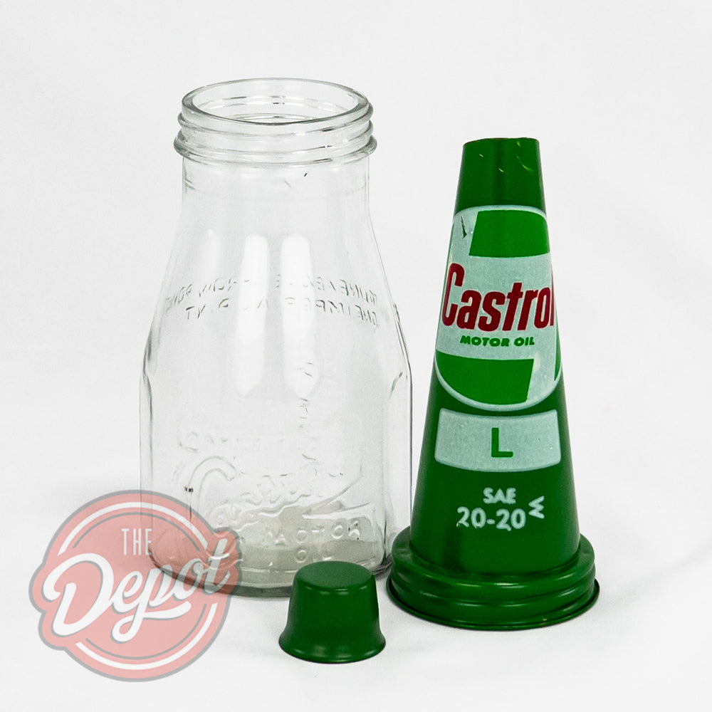 Reproduction Glass Oil Bottle - Castrol Wakefield Pint (Green)