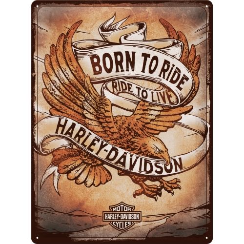 Tin Sign - Harley Davidson Born To Ride Eagle (Large)