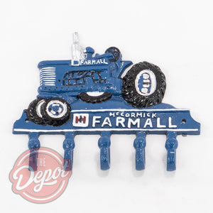 Cast Iron Sign - Blue Tractor with Hooks