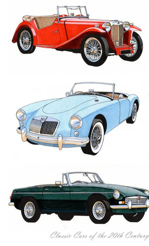 Classic Cars MG Tea Towel