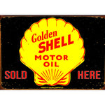 Tin Sign - Golden Shell Motor Oil Sold Here