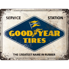 Tin Sign - Goodyear Logo on White (Large)