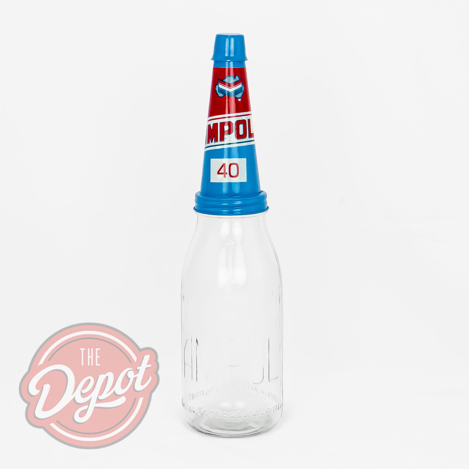 Reproduction Glass Oil Bottle Ampol Quart (Bottle only) The Depot