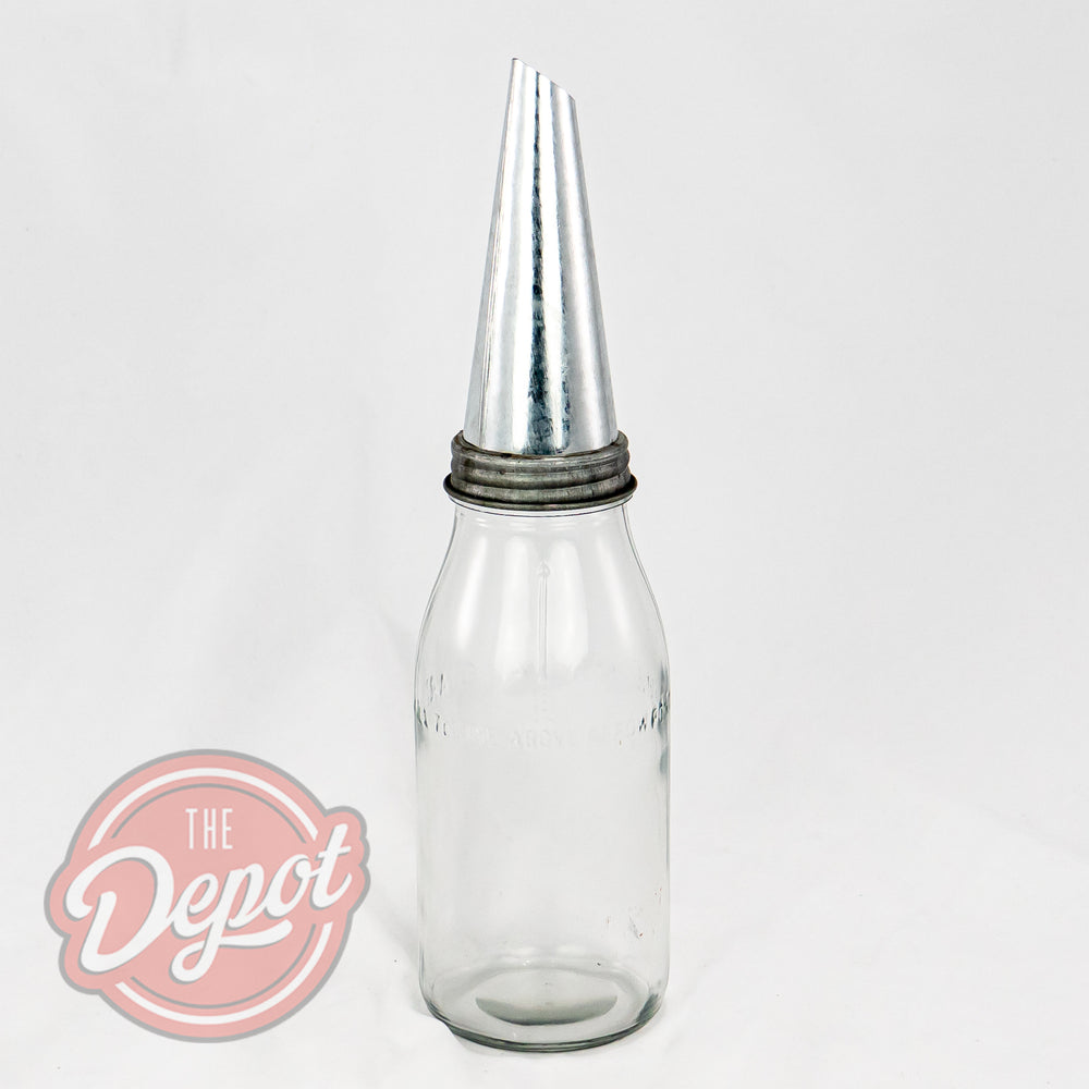 Reproduction Glass Oil Bottle - Cleanskin Quart (Bottle only)