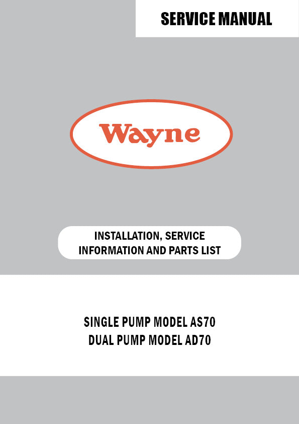 Wayne AS70, AD70 & ASS70 Parts List