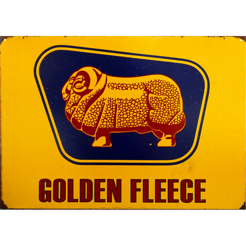 Tin Sign - Golden Fleece Ram on Gold Background