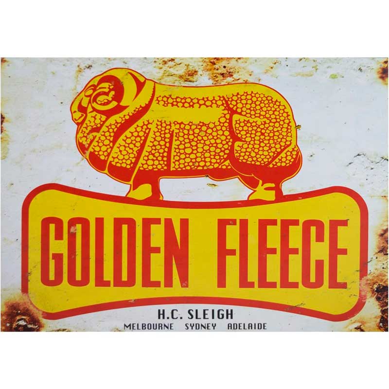 Tin Sign - Golden Fleece Dogbone & Ram (Rusted)