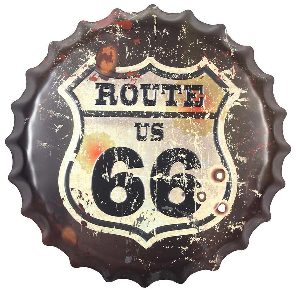 Tin Sign - Route 66 Bottle Top