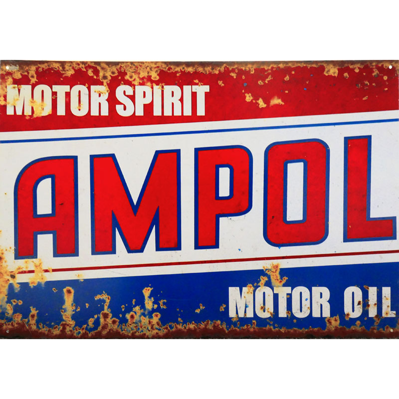 Tin Sign - Ampol (Rusted)