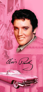 Elvis Microfibre Beach Towel (pink with guitars)