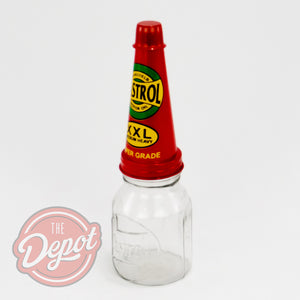 Reproduction Glass Oil Bottle - Castrol Pint (Red)