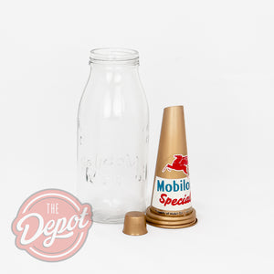 Reproduction Glass Oil Bottle - Mobil Quart