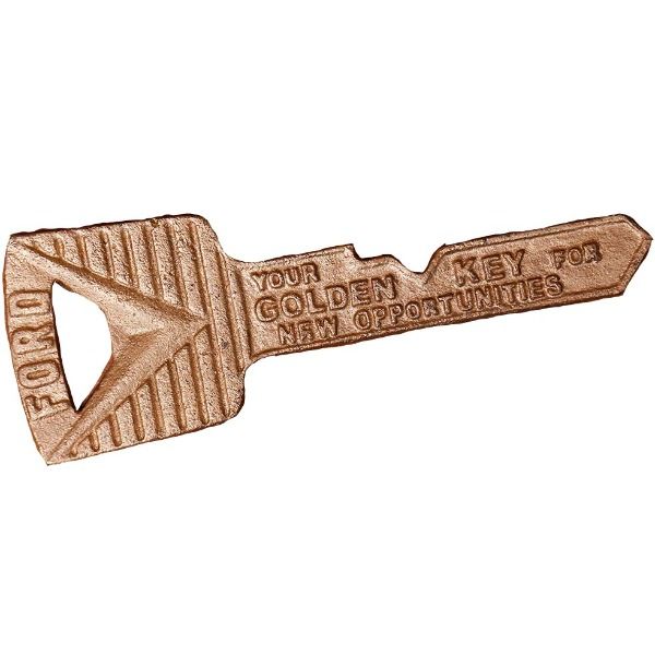 Cast Iron Bottle Opener - Ford Key (Gold)