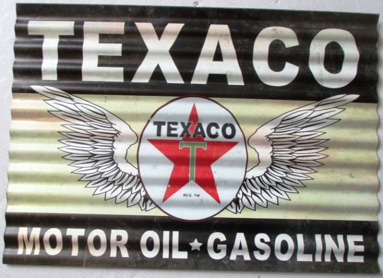 Corrugated Sign - Texaco Motor Oil "Wings"