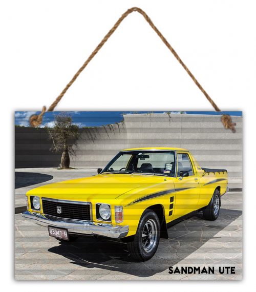 Corrugated Sign - Holden Sandman Ute (Yellow)