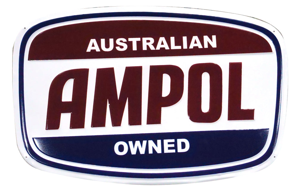 Tin Sign - Die Cut Ampol Australian Owned
